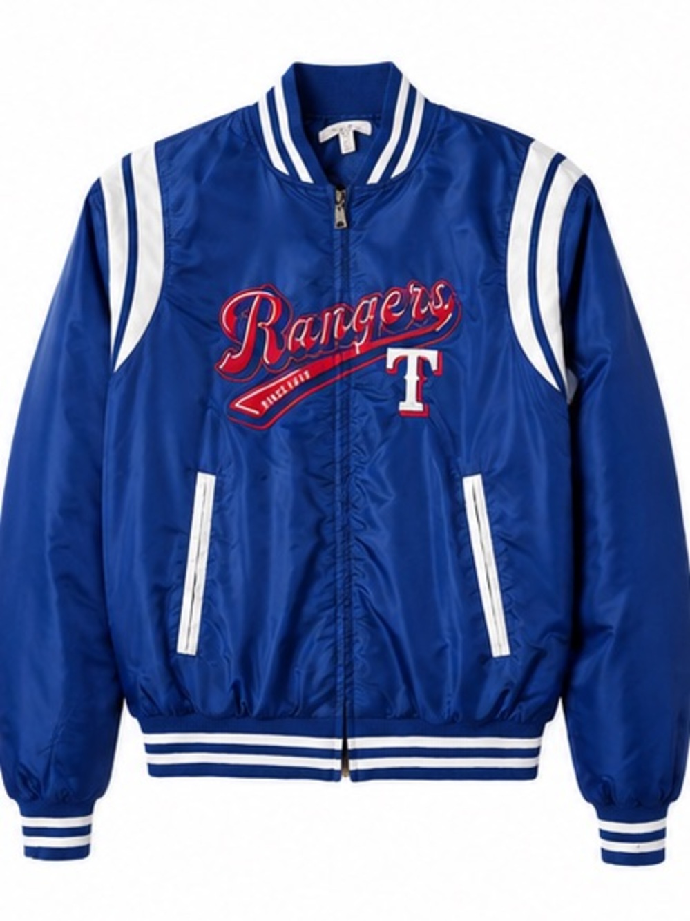 Texas Rangers Full Zip Varsity Jacket Blue MLB Baseball Medium